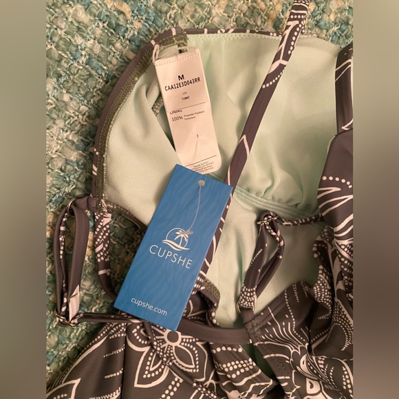 Sage Green Floral Print Shirred Cut Out One Piece Swimsuit - Picture 9 of 13